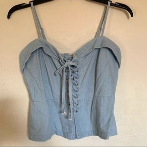 Denim Corset Criss Cross Y2K Detail Tank Top